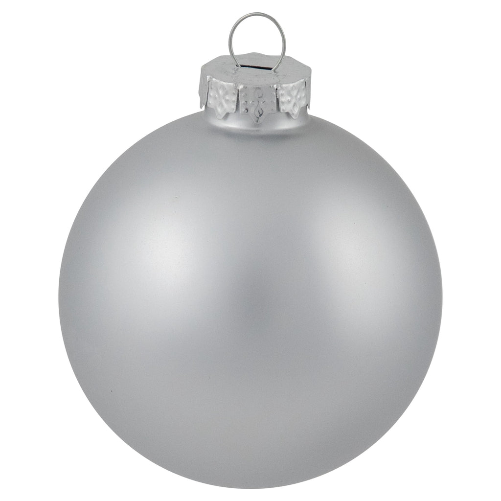 Northlight 2-Finish Christmas Glass Ball Ornaments - 4" & 3.25"- Silver - 72ct