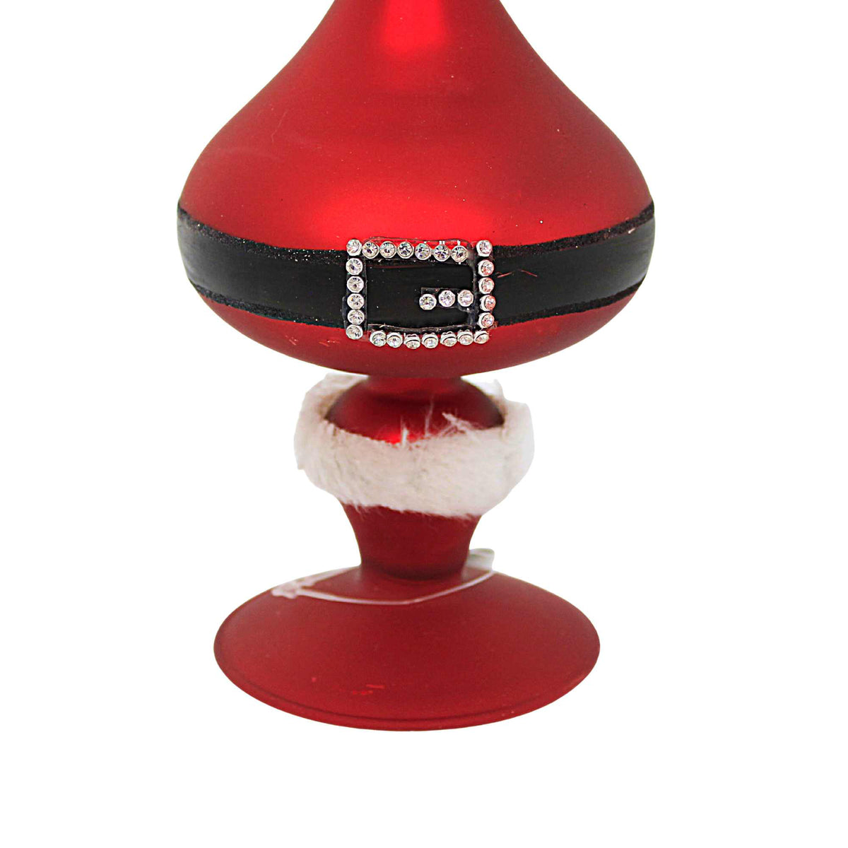 Christmas Santa Belt Tree Top Finial Glass Tabletop Decor 54138D