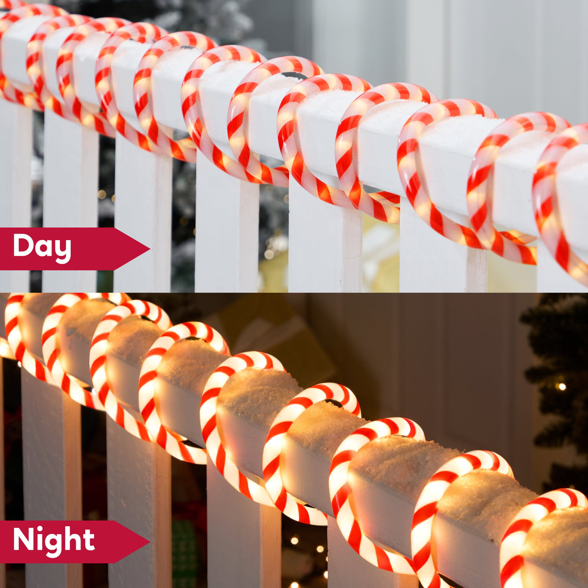 Joyfy 40FT 360 LED Candy Cane Rope Lights Christmas Outdoor Decoration Light,Red and White Christmas Lights Led Lights Light Up Candy Canes for Christmas Yard Holiday Decor