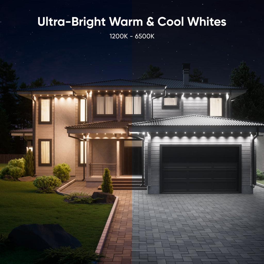 Nanoleaf 50ft Matter Smart Multicolor Permanent Outdoor Lights Smarter Kit with Side Clips – Plug-in RGBICW Addressable LED Pucks, Cuttable & Extendable