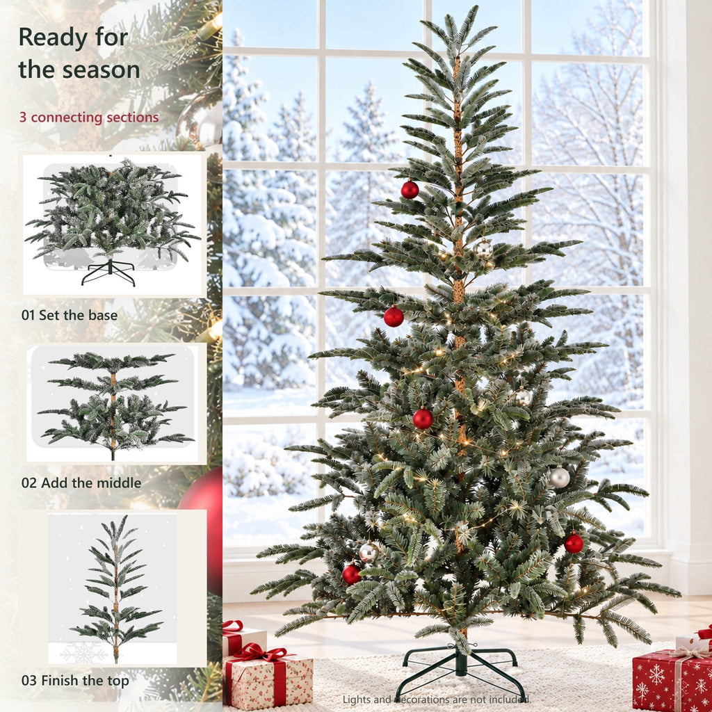 Furnibear 7ft Christmas Tree with 700 Snowy Tips Easy Setup Artificial Christmas Tree for Holiday Decor