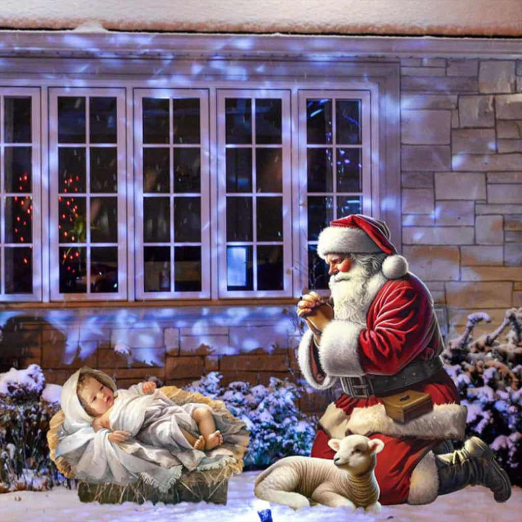 2PC Outdoor Nativity Scene-Christmas Yard Decoration,Acrylic Holiday Sign|Santa Claus Courtyard Ornament for Lawn Garden,Jesus Nativity Display for Outside Festive Home Decoration(Light-up model),B