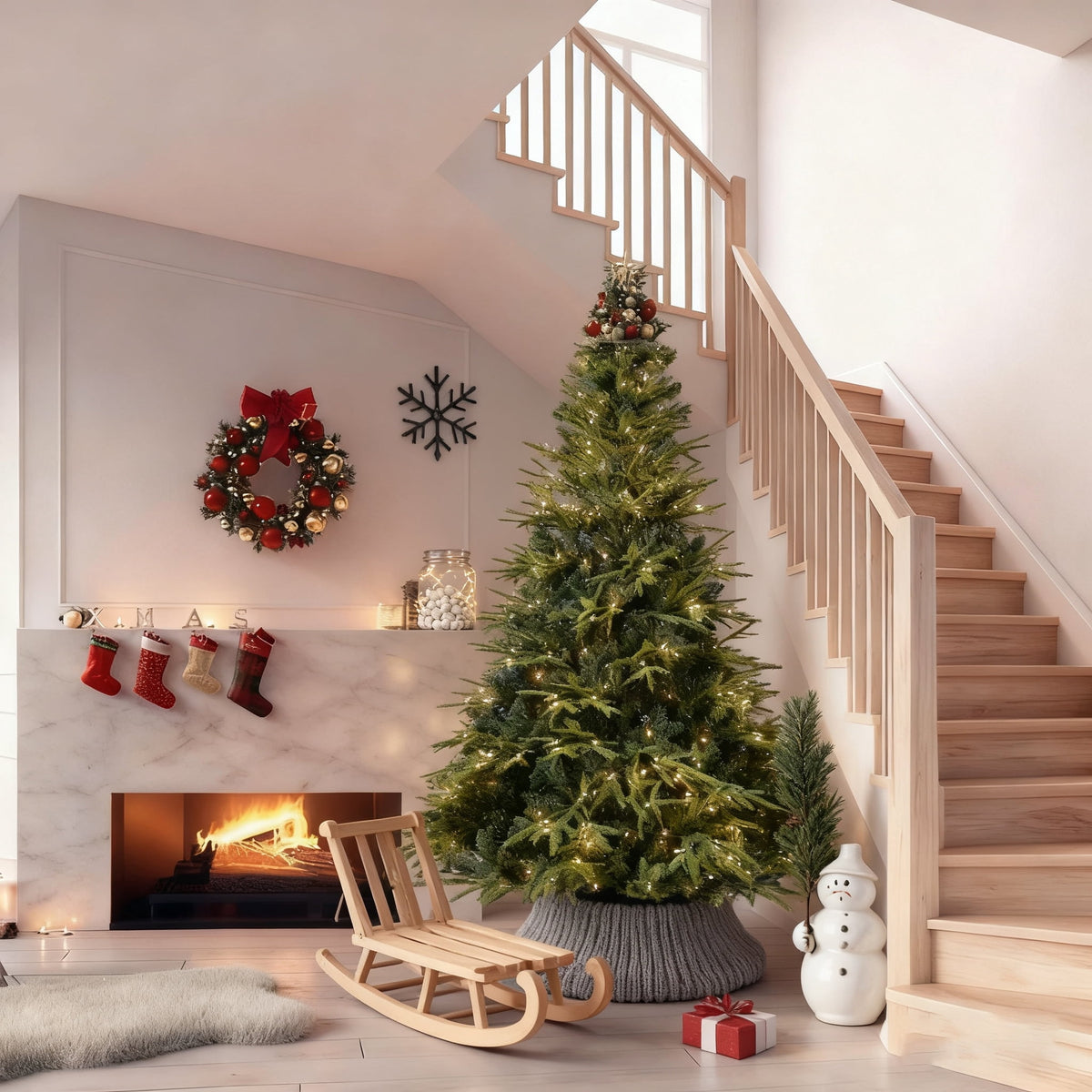 Makeatree 4ft Prelit Artificial Christmas Tree Realistic Fir Xmas Tree with 907 PE PVC Tips & 150 Lights Green & Foldable Base