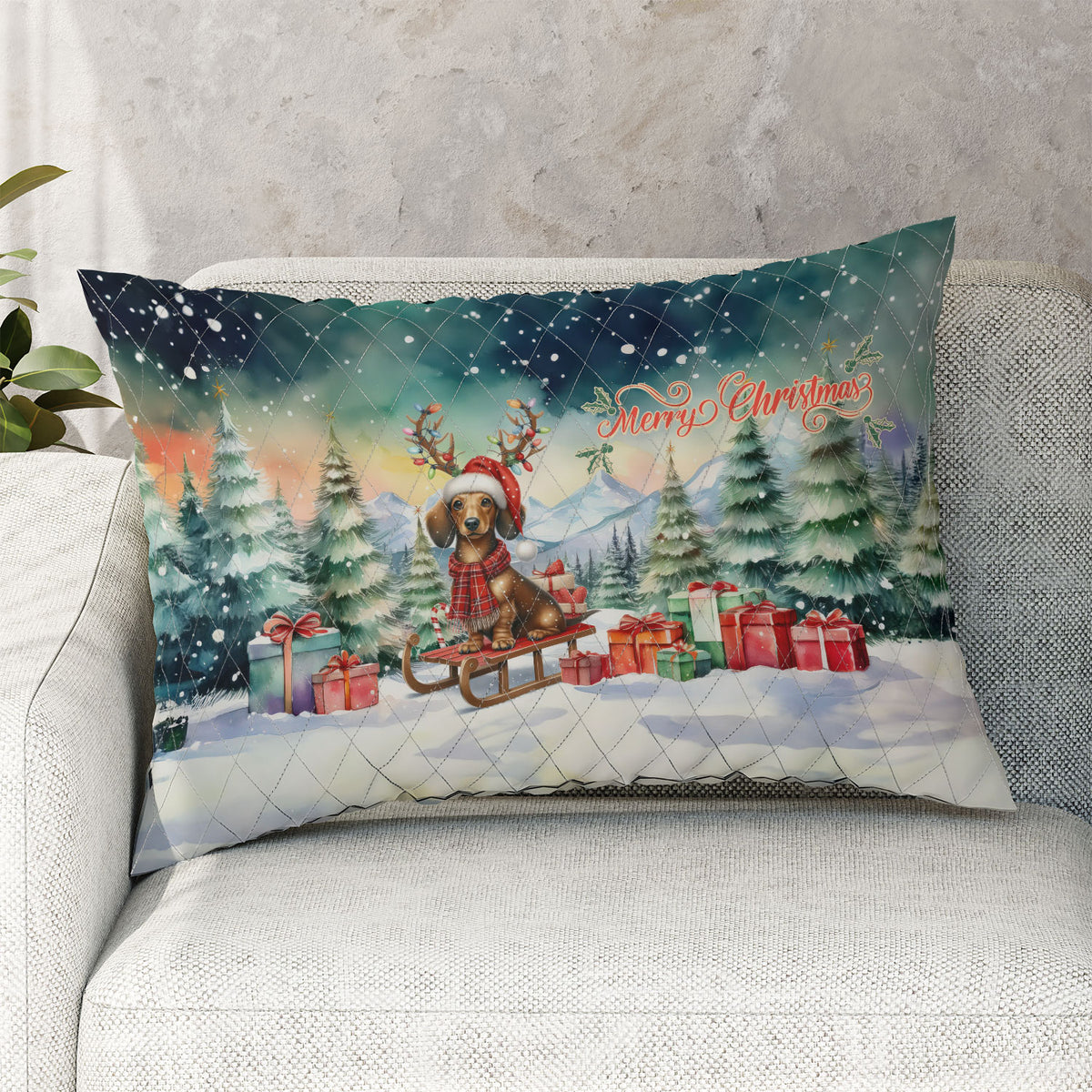 Merry Christmas Santa Reindeer Antlers French Bulldog Sleigh Xmas Winter Holiday Quilt Bedding Set Dog Lover Gifts 1 Blanket Bed Cover 2 Pillowcases - 00023