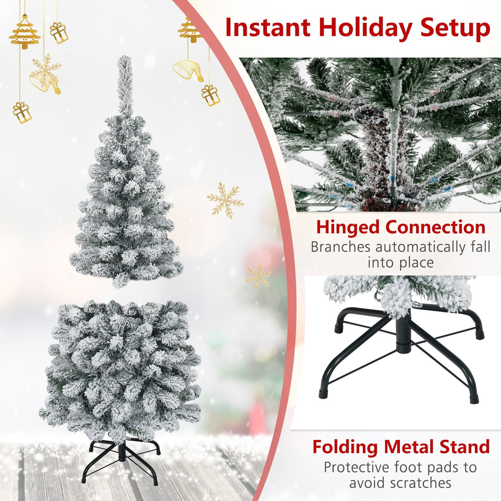 Costway 7.5 FT Unlit Flocked Pencil Christmas Tree Hinged with 641 Branch Tips
