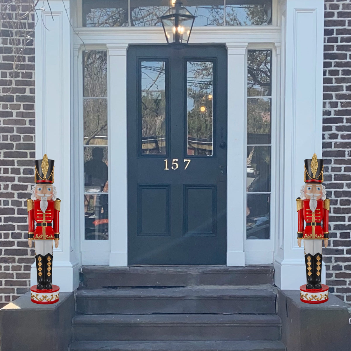 Haute Decor 37-INCH Tall Decorative Classic Christmas Soldier Nutcracker - Red & Black - Solid Resin Construction - Indoor or Outdoor