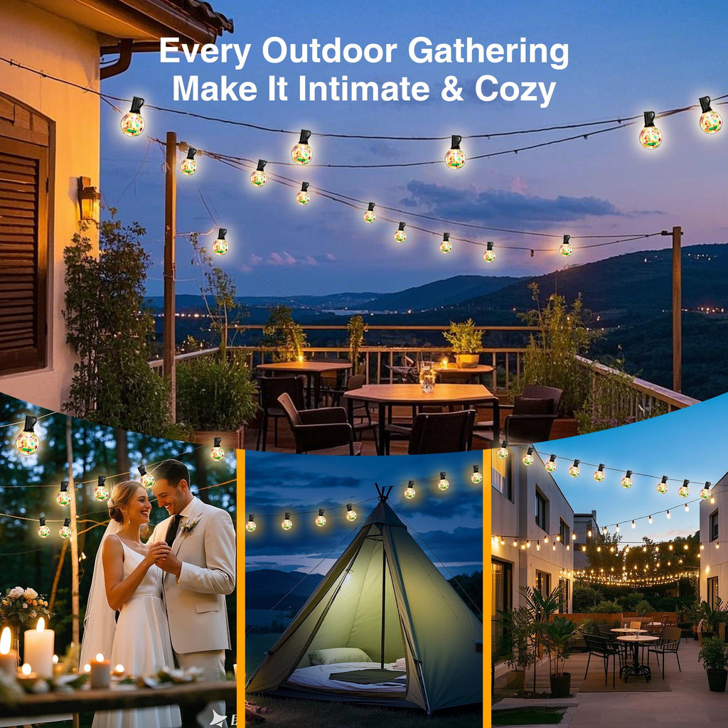 PHOPOLLO Outdoor String Lights 50ft G40, 20+1 LED Bulbs E12 Shatterproof, Waterproof Hanging Globe Lights for Patio, Garden, Christmas