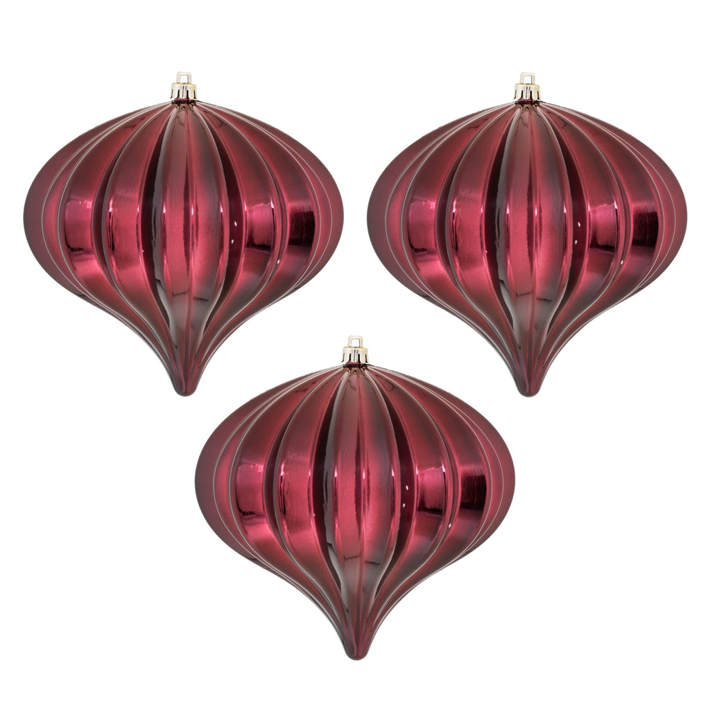 Vickerman 5.7" Burnished Orange Matte Onion Christmas Ornament, UV treated, Set of 3