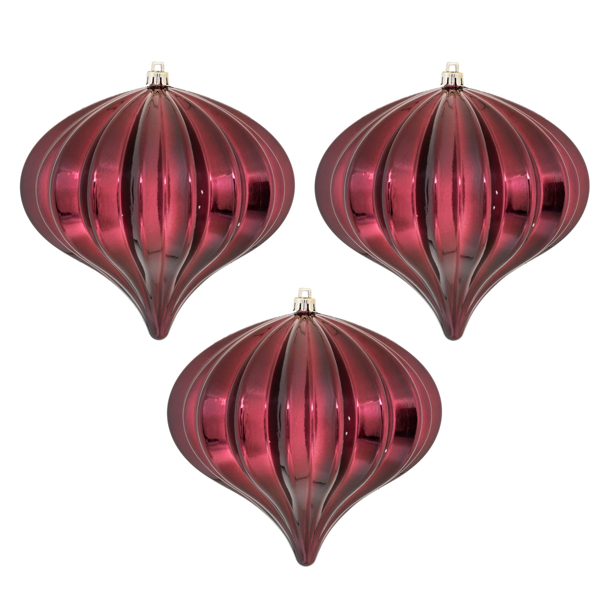 Vickerman 5.7" Burnished Orange Matte Onion Christmas Ornament, UV treated, Set of 3