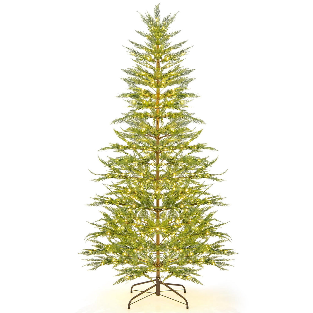 Pre-Lit Artificial Christmas Tree with 100 Warm White LED Lights, Realistic Hinged Green Christmas Tree with Foldable Metal Stand, Easy Setup Indoor Christmas Decor for Home, Office & Holiday Party