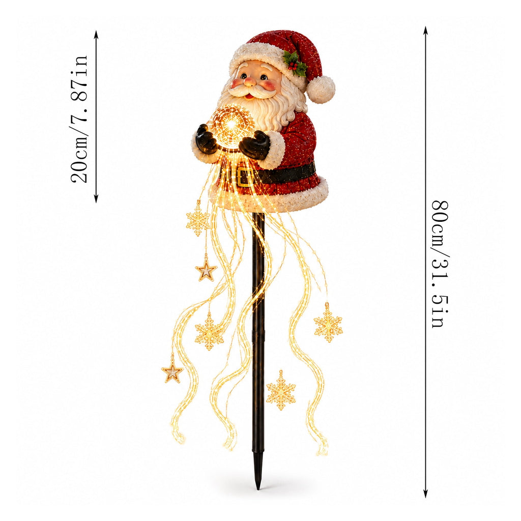 Clearance Christmas Solar Santa Magic Fountain Light - 32" Flowing Snowflake LED Garden Stake Light, Christmas Decorations Outdoor for Yard Porch
