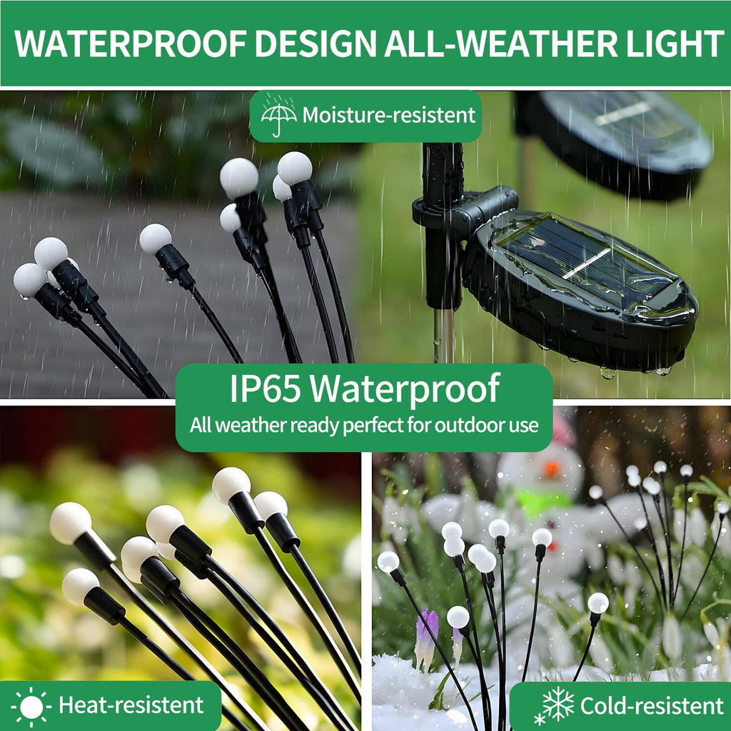 TopZoo Solar Garden Stake Lights, Solar Firefly Lights Outdoor Decorative Waterproof for Outside Backyard Decor, Yard Decor, Garden Decor, Christmas, Warm White Round LED Bulb, 4 Packs