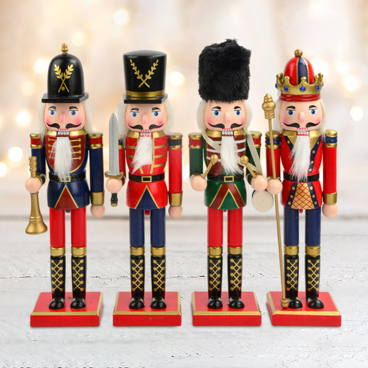 4x Nutcracker Ornaments Christmas Doll Painted Party Favors Holiday Present Classic Style Desktop Decor Nutcracker Figurines