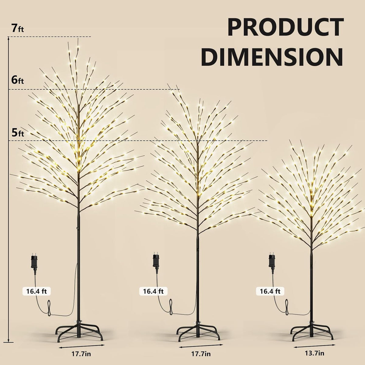 ABORON Christmas Decoration Ball Lights, Pre-Lit Hanging Foldable Xmas Light Ball with 8 Lighting Modes for Outdoor Holiday Lights Decor -16.5" 3 Pk