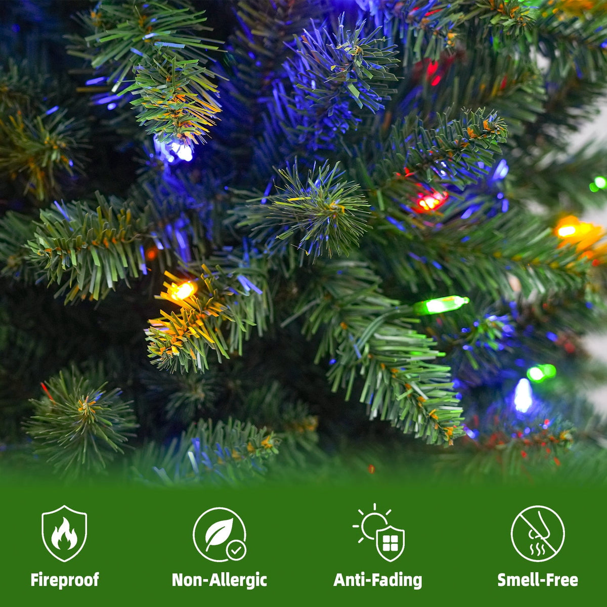 VIVATREES 6ft Pre-Lit Slim Artificial Christmas Tree with 200 LED Lights, 10 Color Changing Modes, 544 Tips, Hinged Branches, Metal Stand