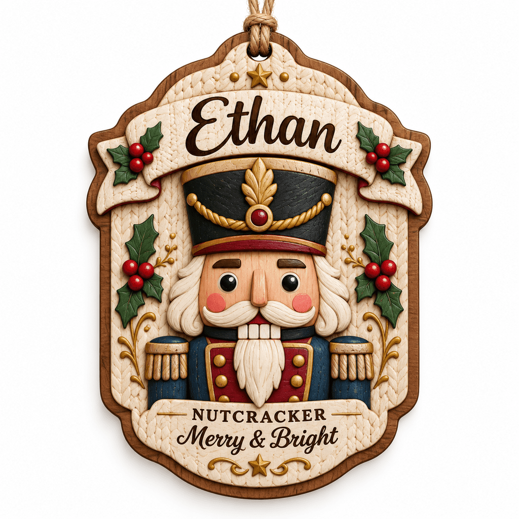 2-Layer Wooden Ornament Nutcracker Christmas Tree Hanging for Holiday Gifts