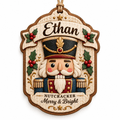 2-Layer Wooden Ornament Nutcracker Christmas Tree Hanging for Holiday Gifts