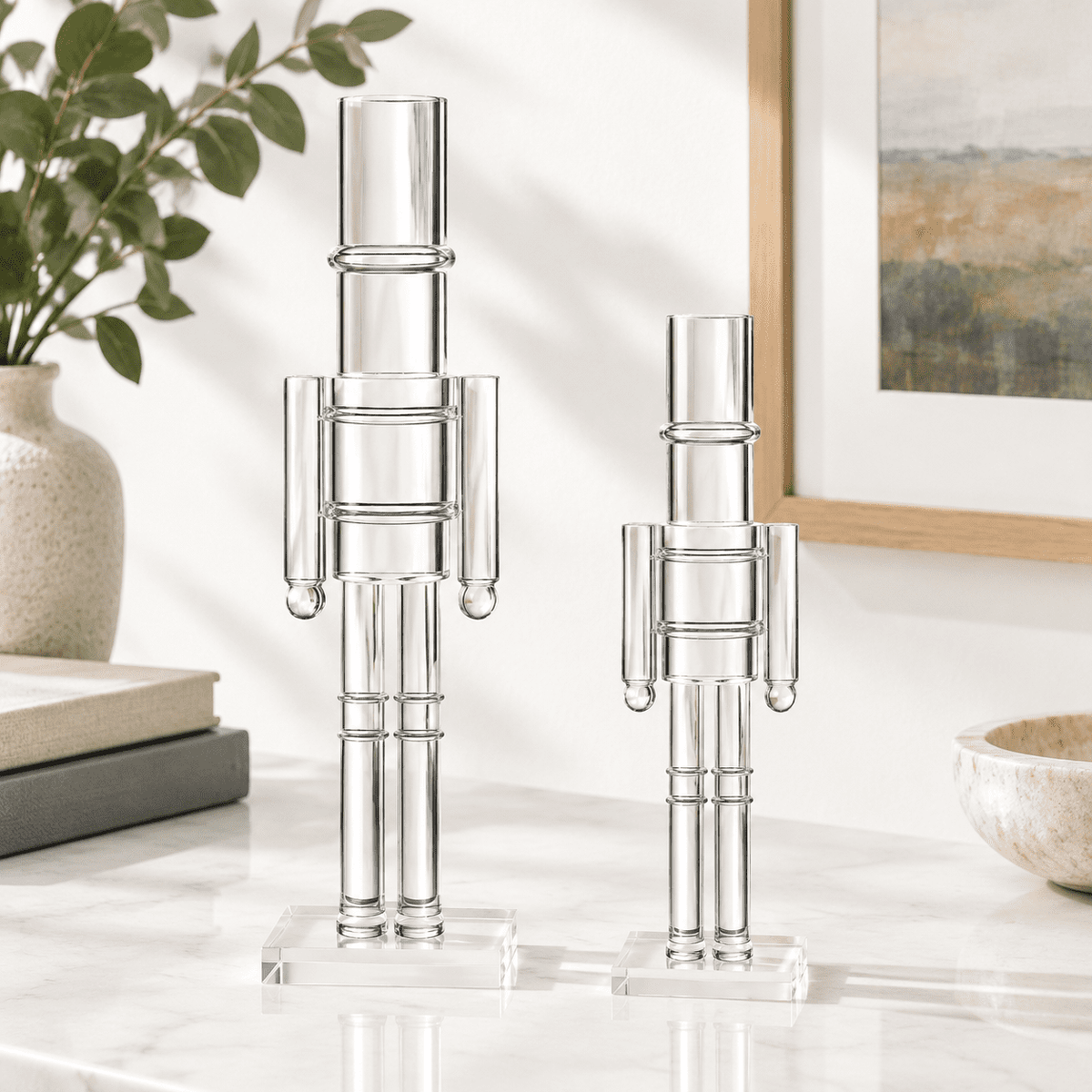 Clear 12 Inch 2 Pack Christmas Nutcracker Figurines, Holiday Decor
