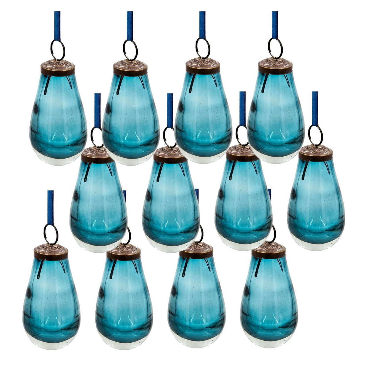 2" x 2" x 3.7" Luster Tear Drop Ornament, Glass Decorative Hanging Christmas Tree Ornaments for Holiday Party Decorations, Set of 12 as Pic