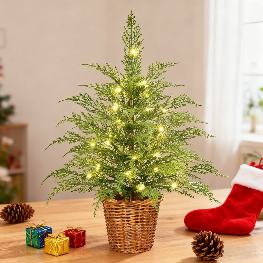Pre-Lit Artificial Christmas Tree with 100 Warm White LED Lights, Realistic Hinged Green Christmas Tree with Foldable Metal Stand, Easy Setup Indoor Christmas Decor for Home, Office & Holiday Party
