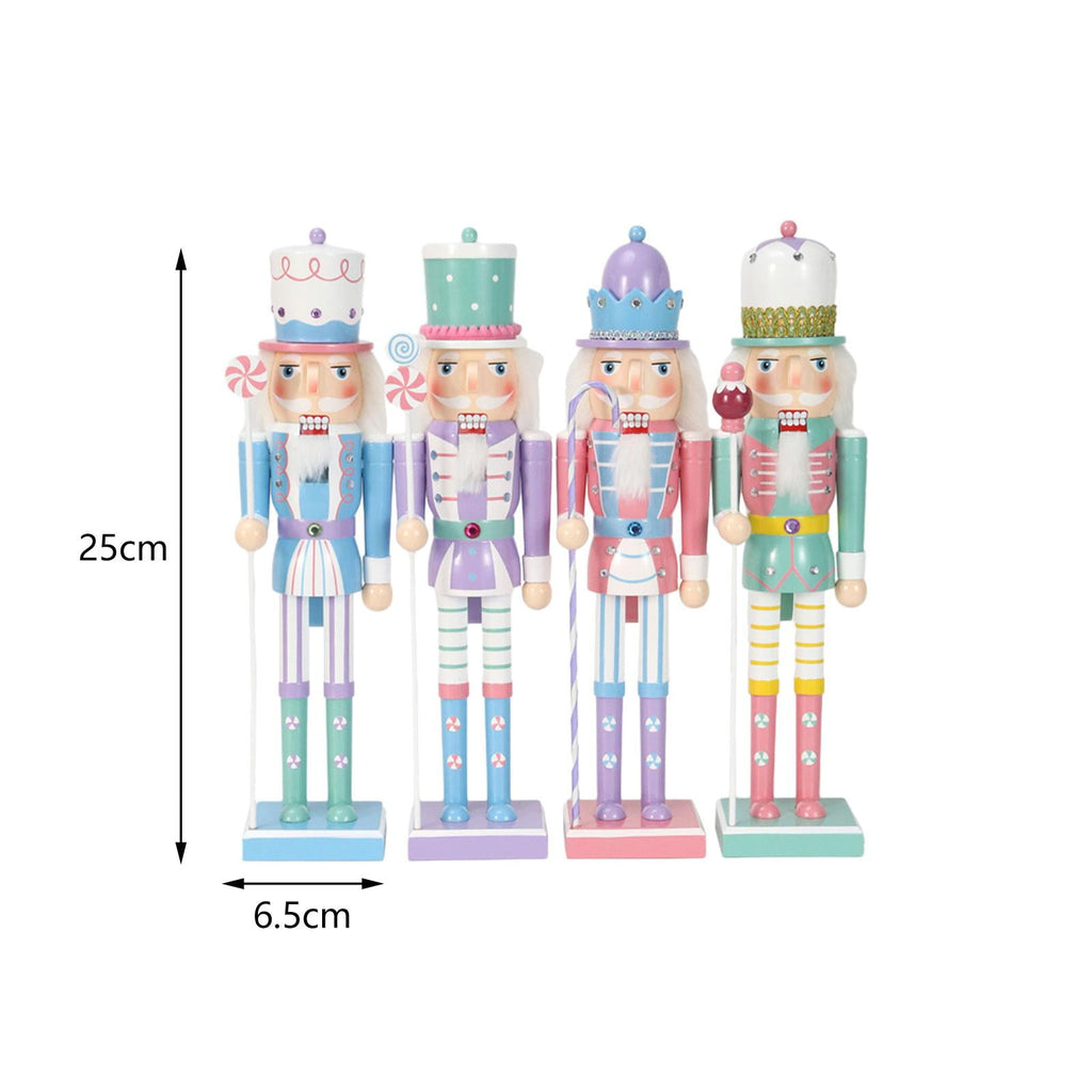 balikha 4 Pack Christmas Nutcracker Ornaments Puppet Desktop Wooden Nutcracker Doll Nutcracker Figures for Office Home Decor Festival Xmas Gifts, Multicolor M
