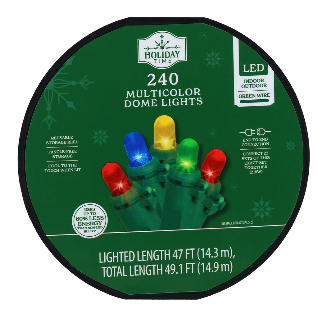 Indoor/Outdoor 240-Count LED Dome Christmas String Lights, Warm White, Green Wire, 47', by Holiday Time