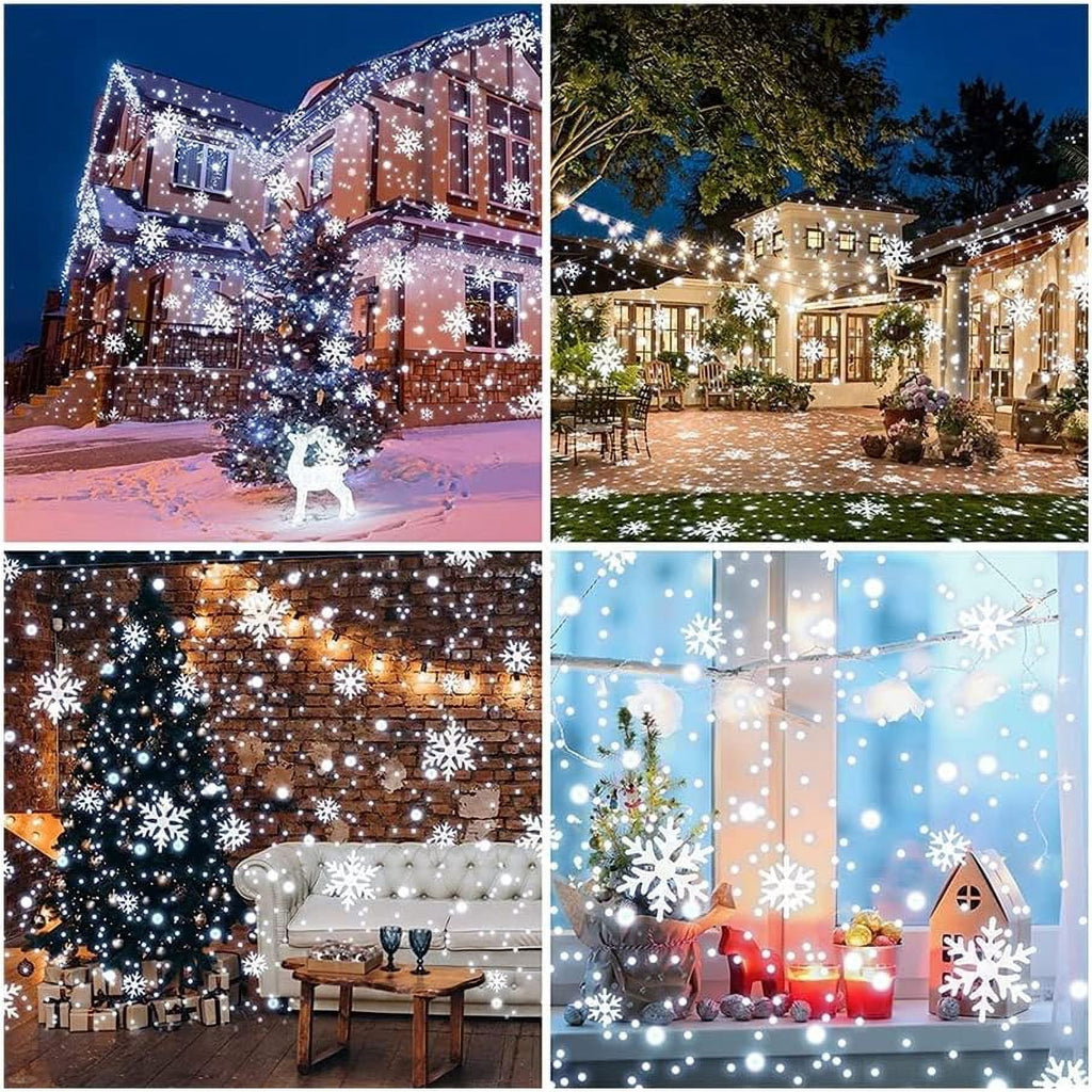 Christmas Snowflake Projector Lights Outdoor, LED Snowfall Projector, Remote Control Timing IP65 Waterproof, Dynamic Snowflakes Landscape Light for Xmas Holiday Party Decorations
