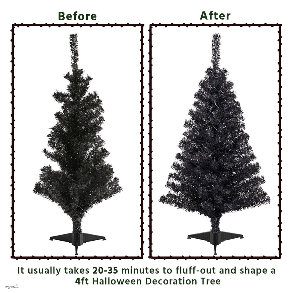 Alden Design 4FT Artificial Pre-lit Christmas Fir Tree with Foldable Stand,70 LED Warm Lights,Black