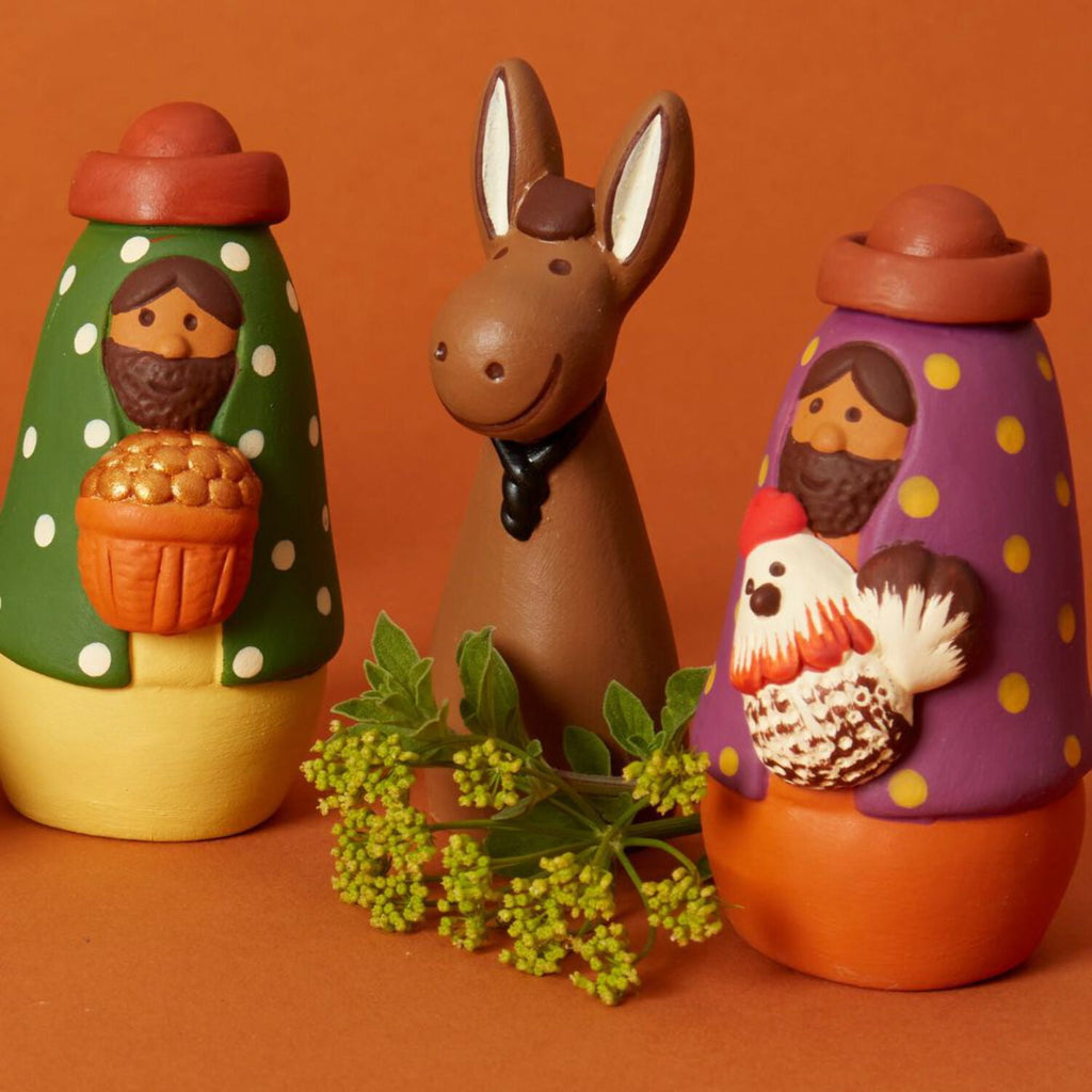 Cute Colorful Ceramic Tabletop Nativity Set of 8
