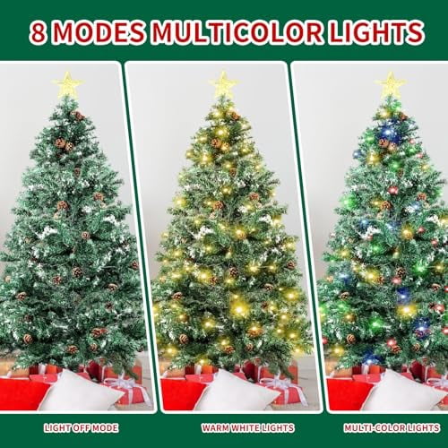 6.5 ft Christmas Decor Full Artificial Christmas Tree Star Topper with 80 Pinecones & Tree Topper, Premium PVC Branch Tips for Spacious Living Room, Grand Foyer and Holiday Event Display