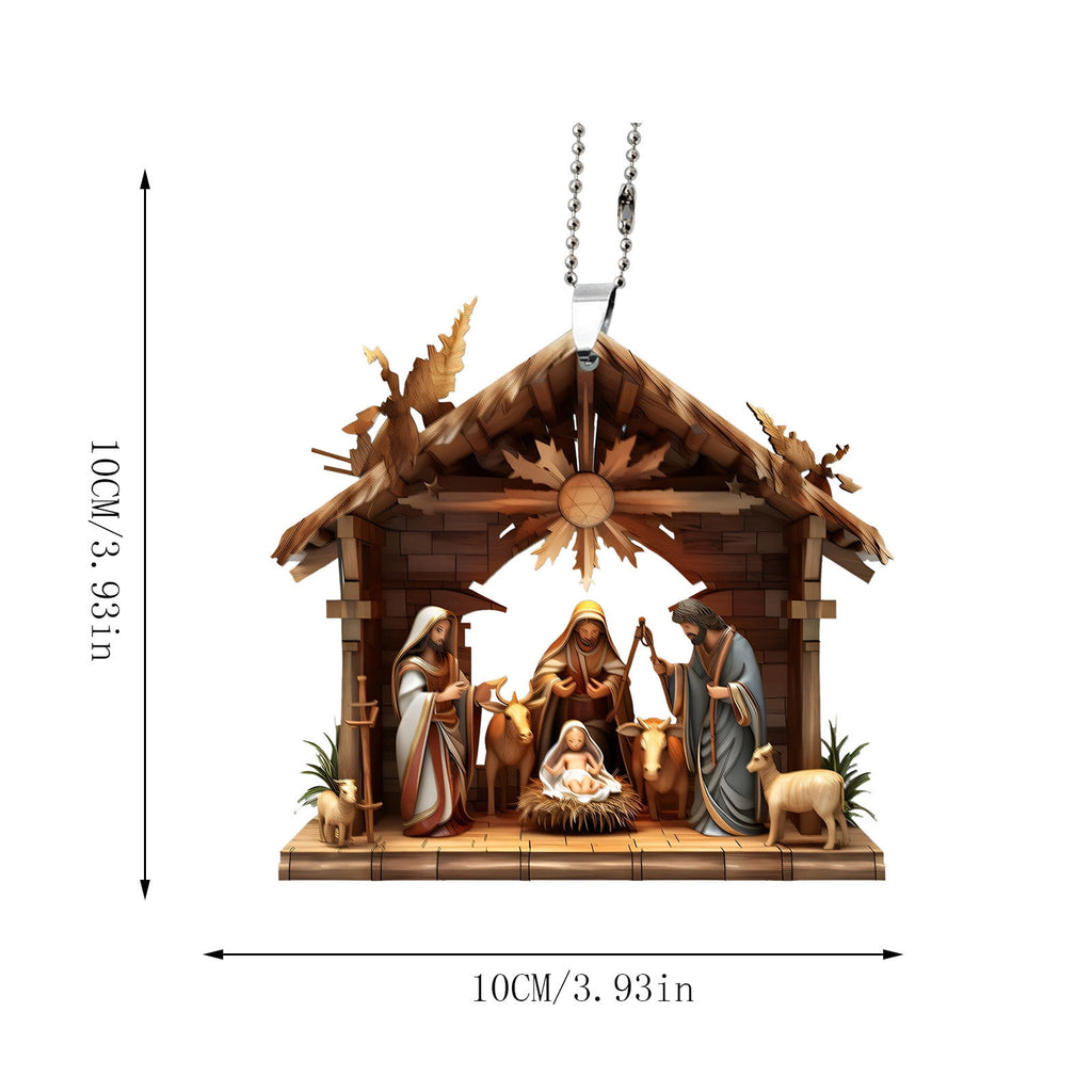 AuroraX Modern Christmas Decoration Hanging Acrylic Christmas Nativity Sets Neutral 2025 Decorative Nativity for Christma Tree,Home Decor