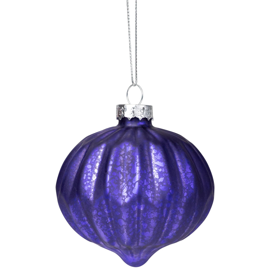 Northlight Multi Finish Ball and Onion Christmas Ornaments - 3.25" - Royal Blue and Purple - Set of