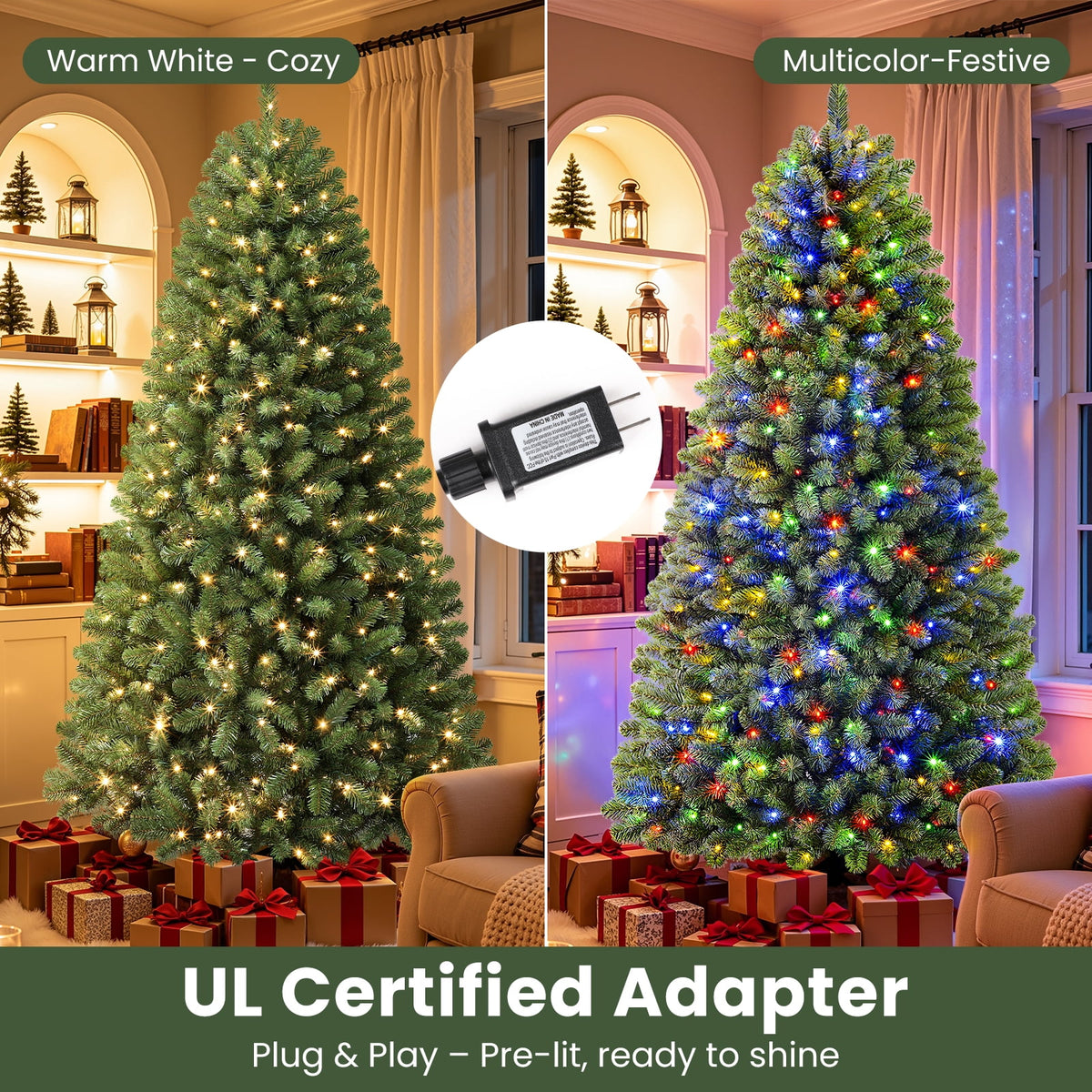 Lolsea 4.5ft Prelit Artificial Christmas Tree w/ Remote Control and Warm White & Color Changing Lights