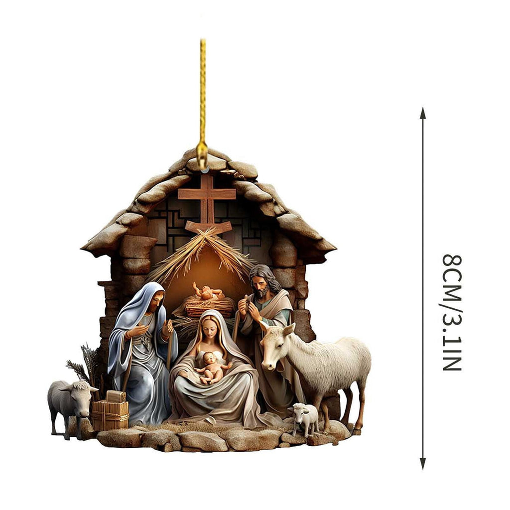 Xuniizn Nativity Ornaments, Christmas Nativity Scene Ornaments Acrylic Christmas Tree Decorations for Xmas Tree, Home, Office, Hanging Ornament, Religious Gifts, Party Decor, Christmas Decorations