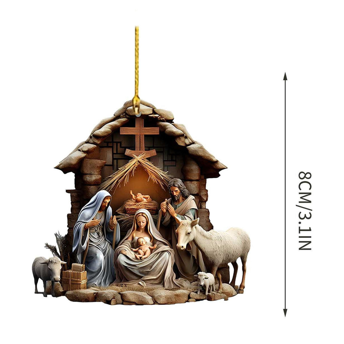 Xuniizn Nativity Ornaments, Christmas Nativity Scene Ornaments Acrylic Christmas Tree Decorations for Xmas Tree, Home, Office, Hanging Ornament, Religious Gifts, Party Decor, Christmas Decorations