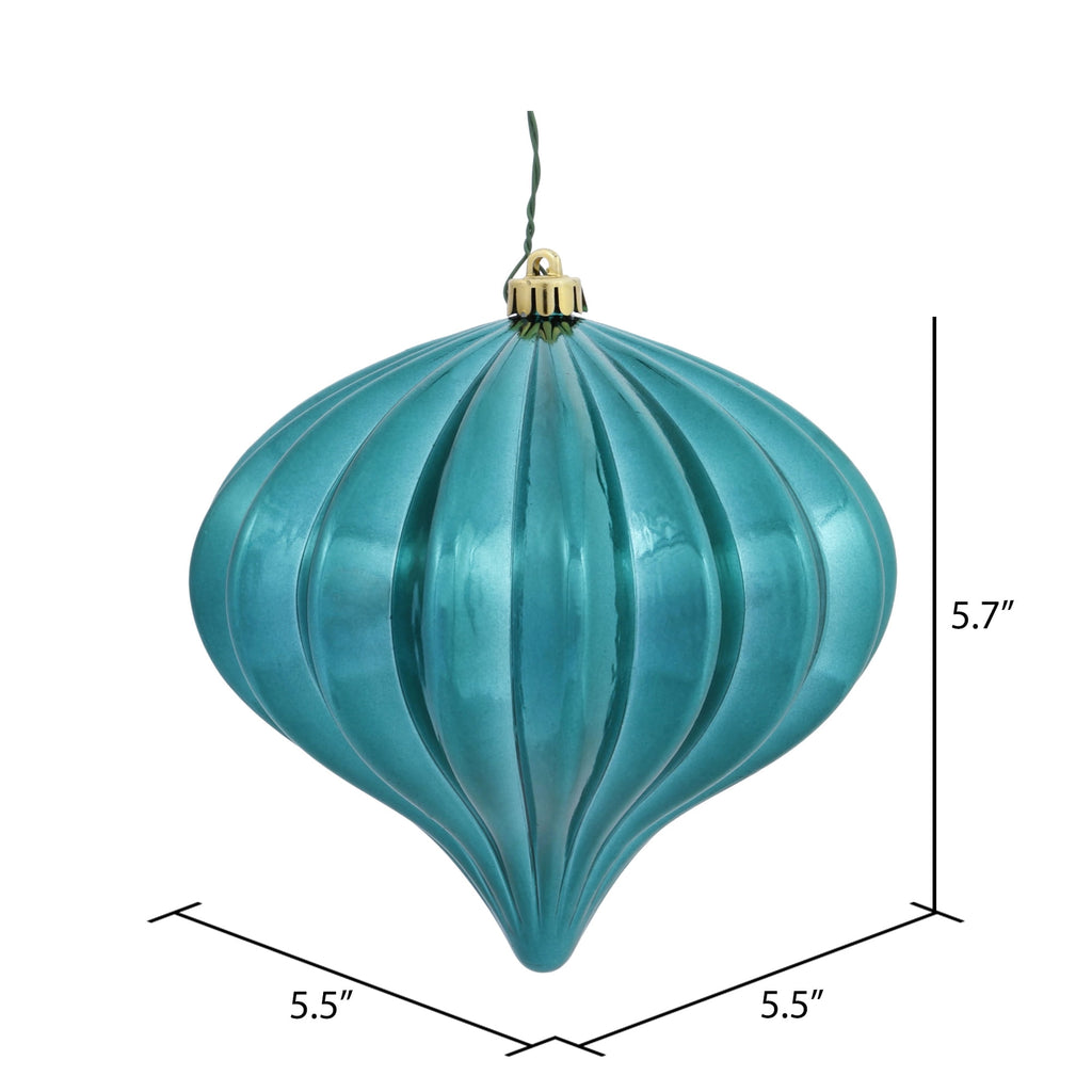Vickerman 5.7" Teal Shiny Onion Christmas Ornament, UV treated, Set of 3