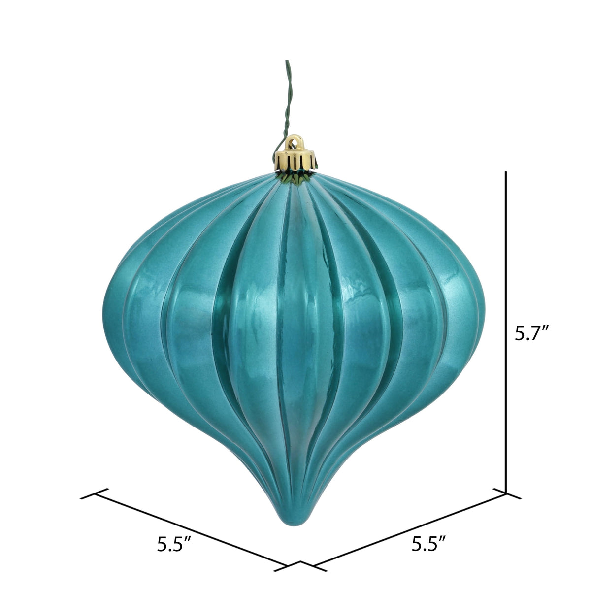Vickerman 5.7" Teal Shiny Onion Christmas Ornament, UV treated, Set of 3