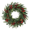 Natural Feel Fairfield Artificial Christmas Wreath with Berries and Pinecones, Green and Red, 24", by Holiday Time
