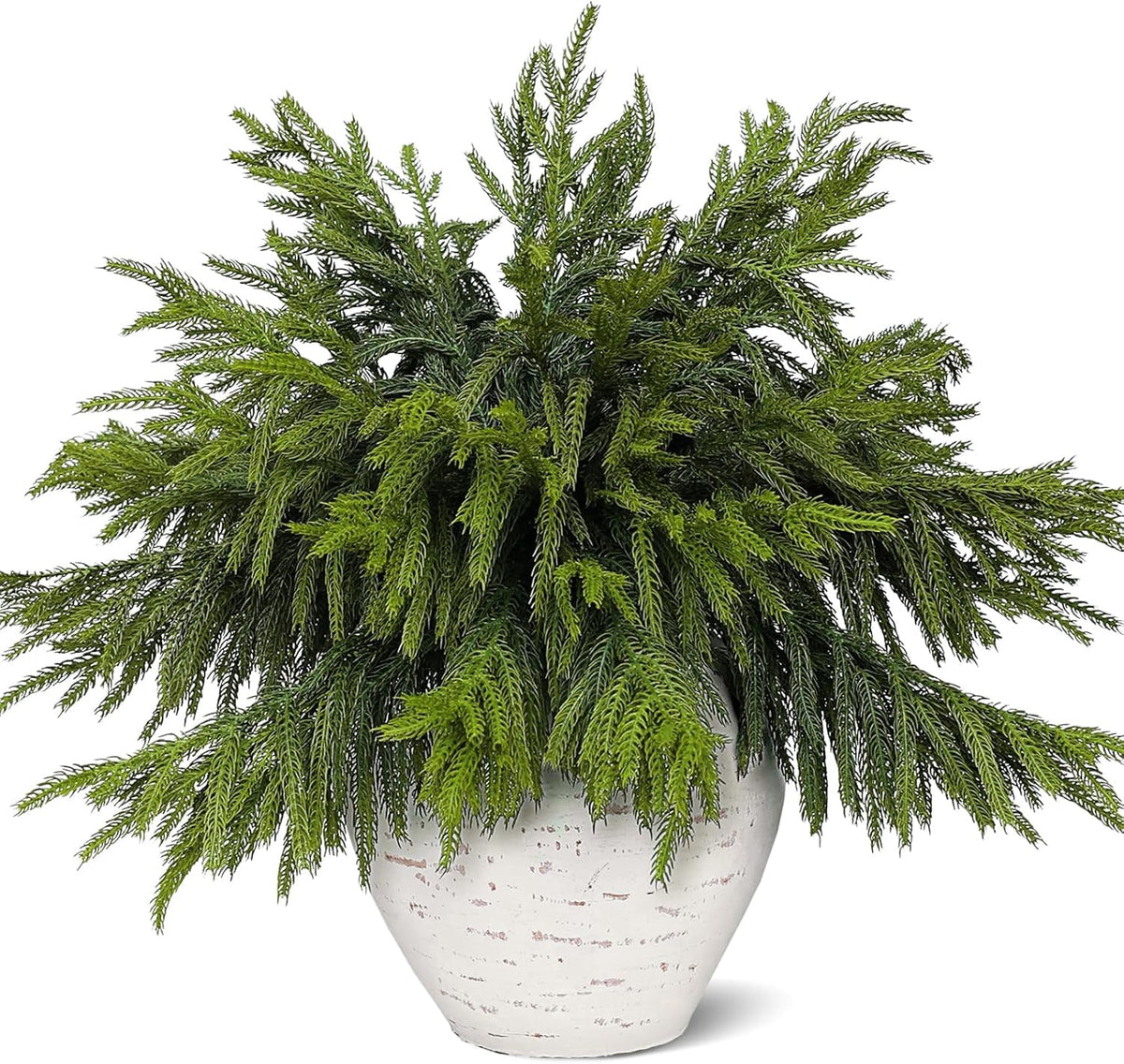 4 PCS Real Touch Norfolk Pine Branches, Artificial Christmas Green Plants Branch Faux Greenery Stem Fake Pine Picks for Vase DIY Crafts Garland Wreath Xmas Indoor Outdoor Decor(17.8 Inches)