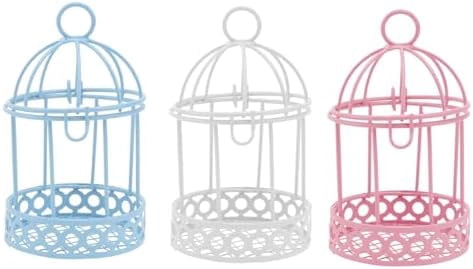 Mini Bird Cage Decorative Storage Adornment Set of 3 Desktop Ornament for Candy Small Items Home Office Desk 3.46 inch Tabletop Decor