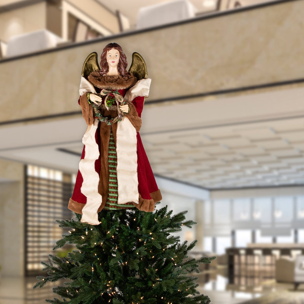 Northlight Angel with Wings Commercial Size Christmas Tree Topper - 3' - Brown and Red - Unlit