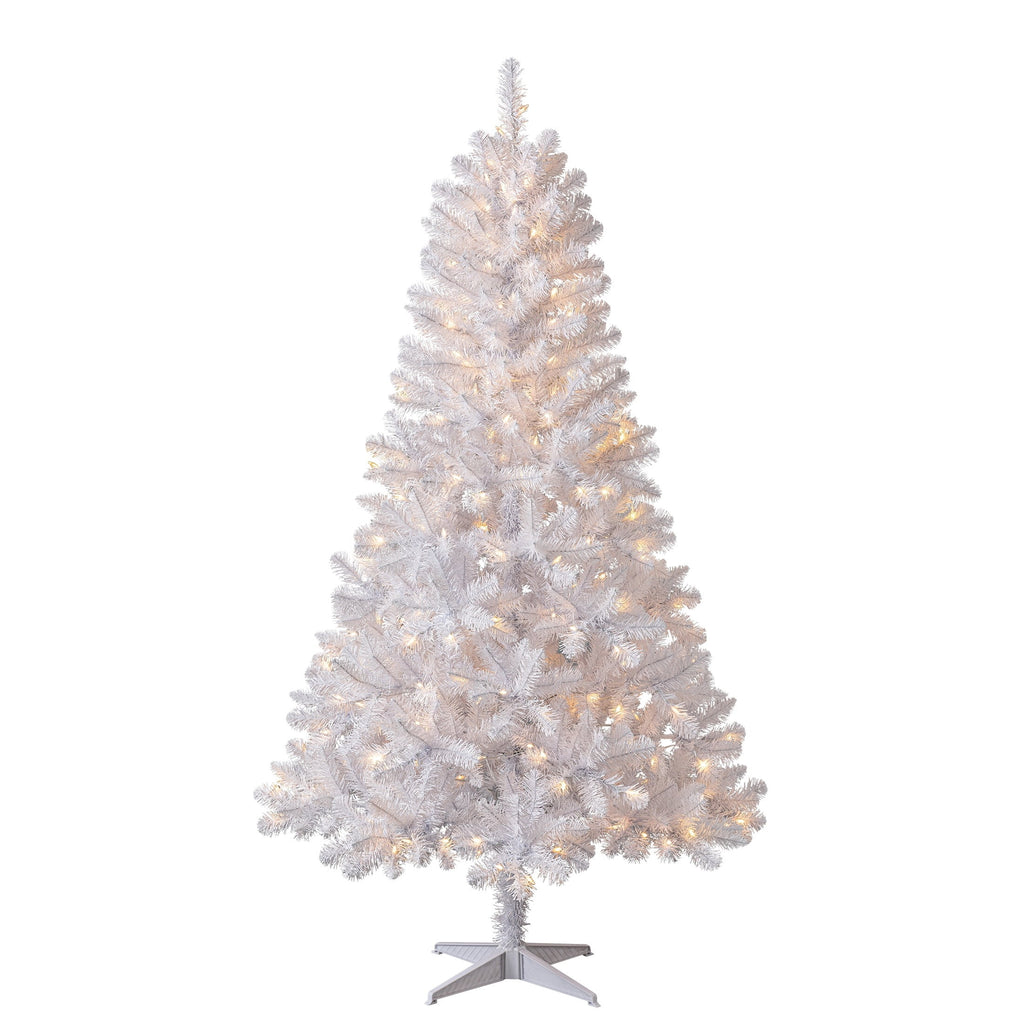 6.5' Pre-Lit Madison Pine Green Artificial Christmas Tree with Color-Changing LED Lights and Stand, by Holiday Time