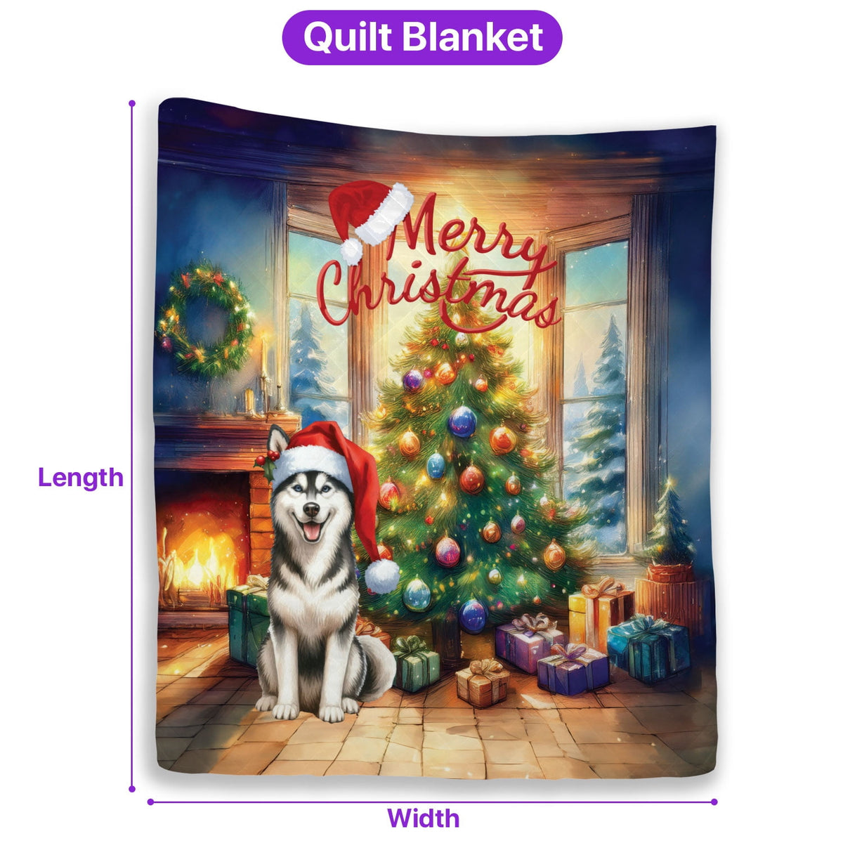 Merry Christmas French Bulldog Santa Hat Xmas Tree Winter Holiday Quilt Bedding Set Dog Lover Gifts 1 Blanket Bed Cover 2 Pillowcases - 01013