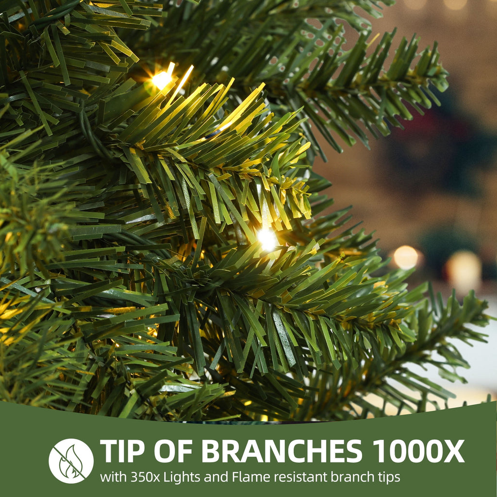 Uforic 7.5ft Pre-lit Artificial Pencil Christmas Tree with 1000 Branch Tips & 350 Lights, Remote Control, 11 Light Modes, Green