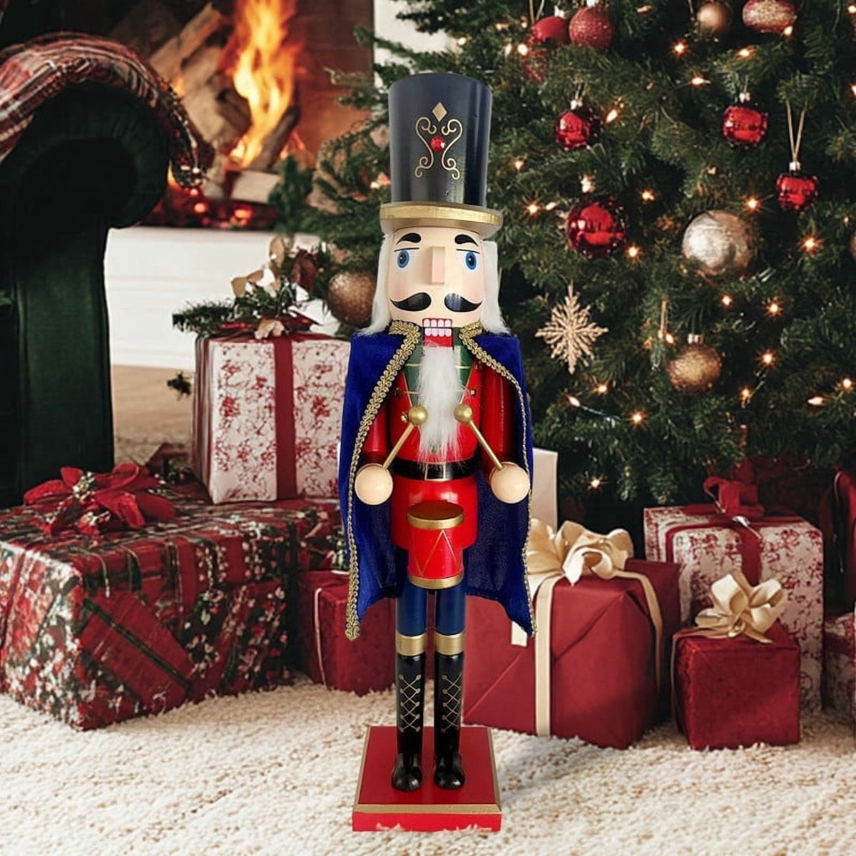 24Inch Wooden Soldier Nutcracker Christmas Decor - Festive Christmas Nutcracker Gift, Winter Indoor Decoration for Table, Desktop & Fireplace