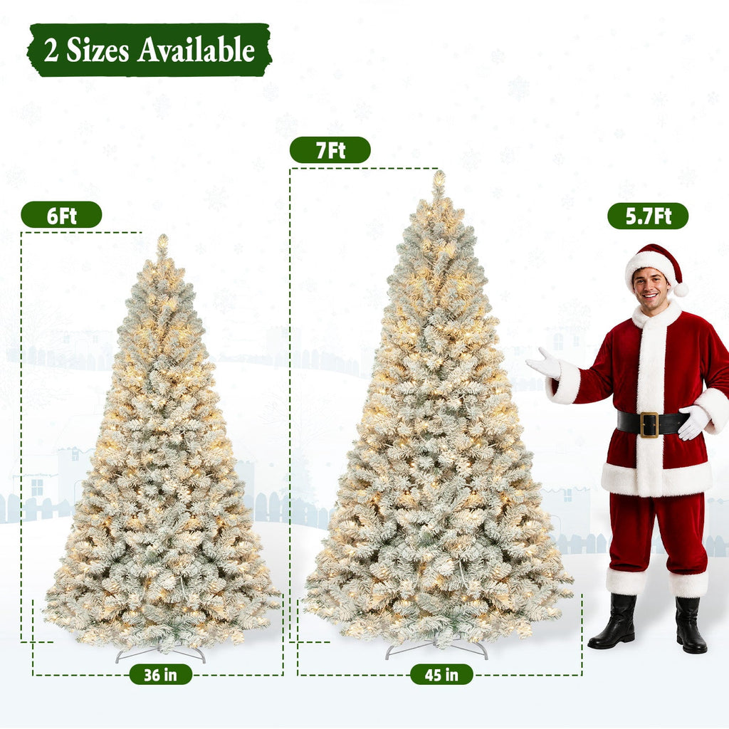 VIVATREES 6ft Pre-lit Artificial Christmas Tree 760 Hinged Branch Tips with 230 LED White Warm Lights Foldable Metal Base