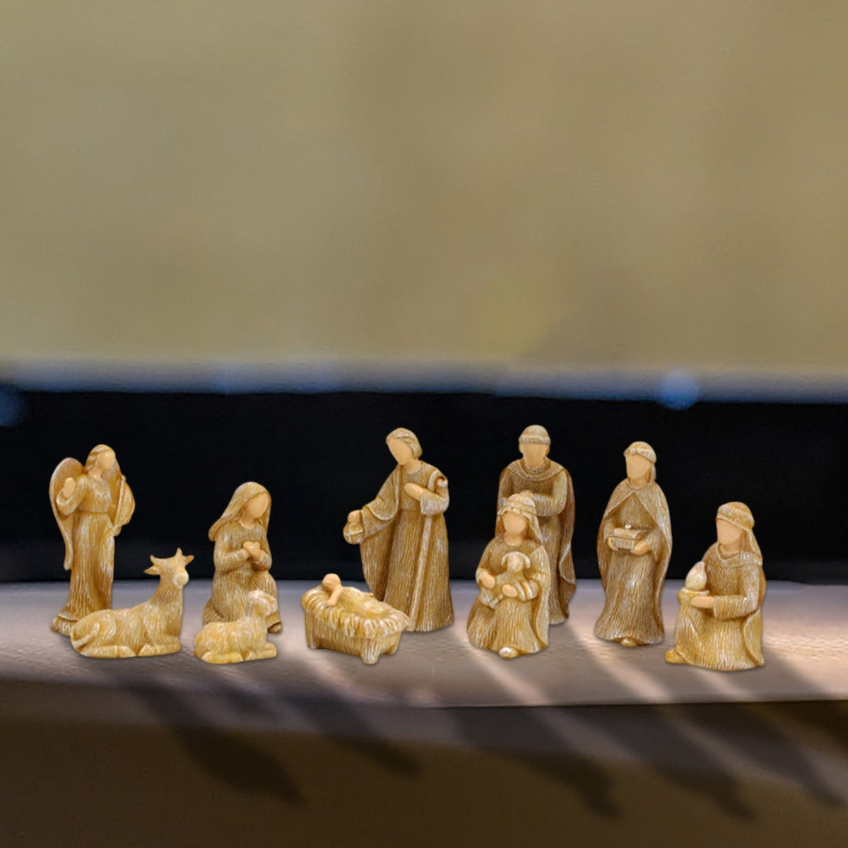 9 Piece Nativity Scene Figurines Set Mini Christmas Nativity Resin Ornaments Religious Decor for Home Desk Table Xmas Decorations