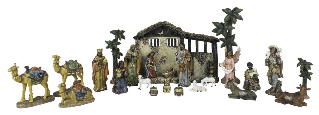 24-Piece Black Life-Like Nativity Scene