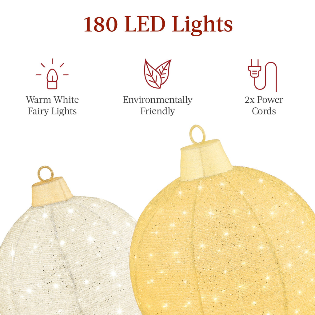 Best Choice Products 2pc Lighted Pop-Up Christmas Ornaments Outdoor Holiday Decoration w/ 180 LED Lights - Red/Green