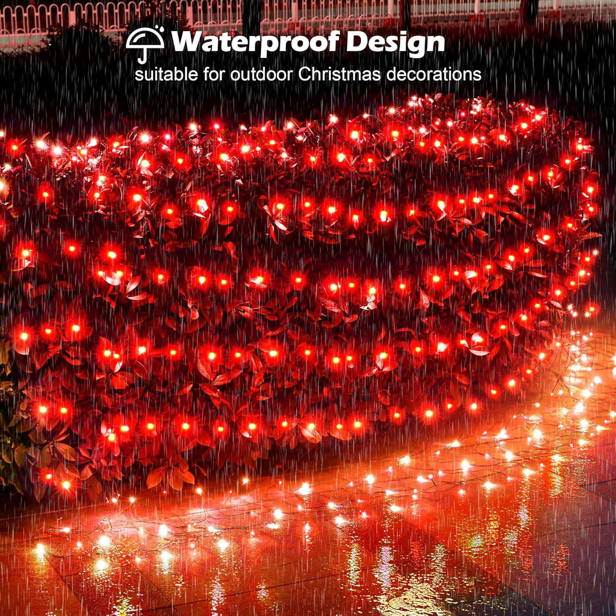 Christmas Net Lights Outdoor, 192 LED 9.8Ft x 6.6Ft Net Lights, Waterproof Christmas Outdoor Mesh Lights for Tree Bushes Holiday Party Garden, Holiday Wedding Party Decorations